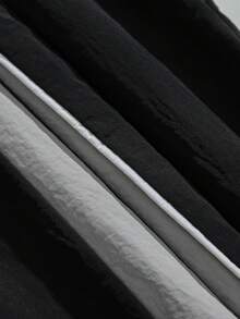 Striped Patchwork Contrast Color Sports Pants For Men, Spring Autumn Drawstring Waist Loose Straight Leg Trousers With Star & Letter Print, Suitable For Gym Workout, Running, Outdoor, Casual, Streetwear - Black - View 5