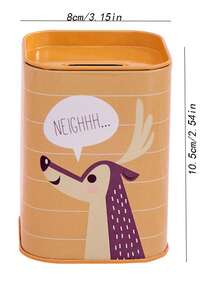 1个韩英卡通动物金属存钱罐，颜色随机，儿童方形，防锈耐用，易于打开，适合家居儿童房装饰，母亲节、父亲节、毕业典礼、乔迁之喜的理想礼物 - 彩色 - 查看 3