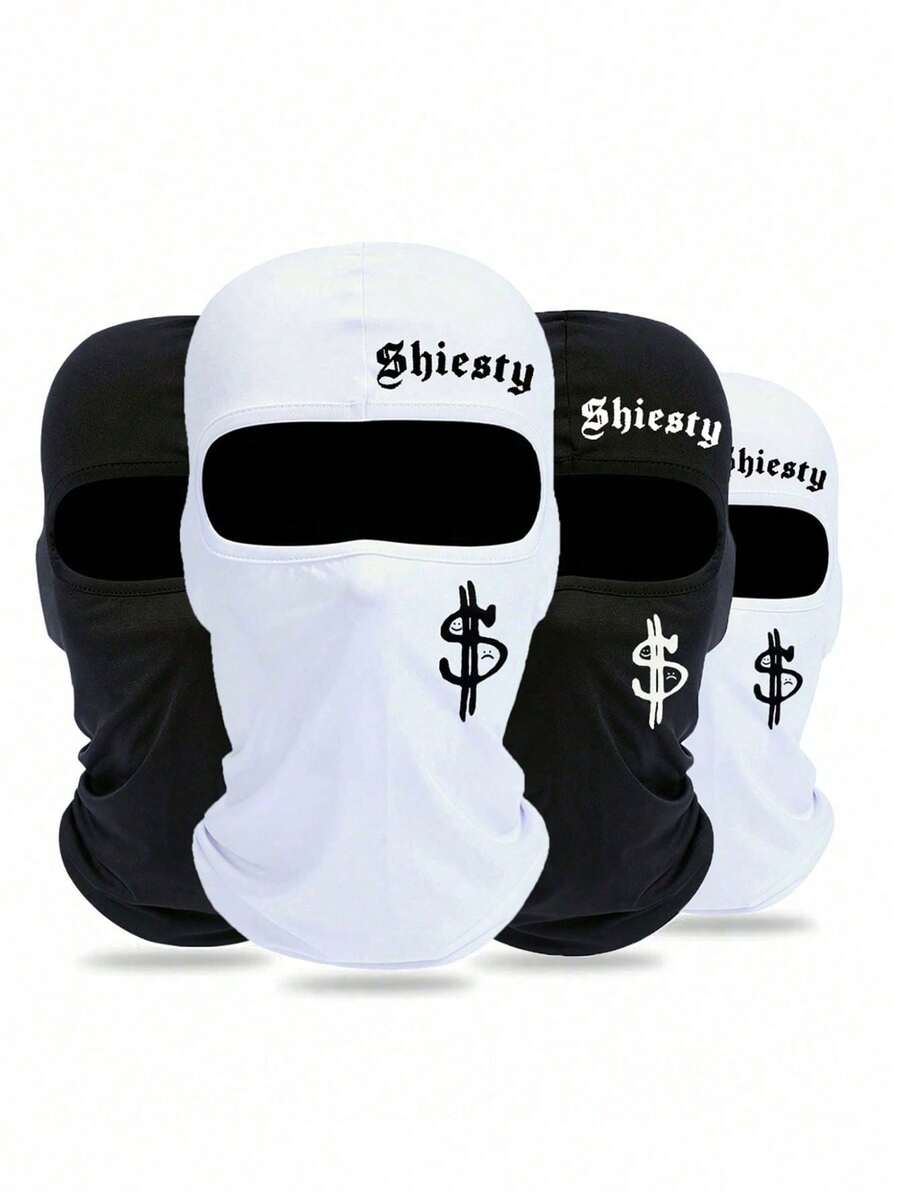 1pc/2pcs Letter & Dollar Sign Ski Mask Balaclava, Unisex, UV Protection Windproof Scarf, Suitable For Snowboarding And Motorcycling,Festival,Travel - Multicolor - View 1