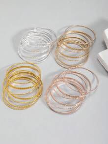 7件套金属独特设计浮雕花卉图案手镯套装 - 彩色 - 查看 11