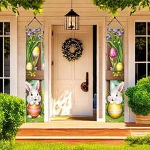 1 pereche (11,8 * 70,8 inci / 30 * 180 cm), fabricată din poliester, cu steaguri de ușă cu tematică de Anul Nou Chinezesc, concepute cu crizanteme albastre, iepuri și ouă. Potrivite pentru decorul verandei de Crăciun, decorul peretelui interior și exterior de iarnă, steaguri de ușă pentru petreceri și decorul curții, perfecte pentru decorul interior fără electricitate - ideale pentru decorarea casei și a petrecerilor de sărbători.