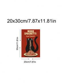 1幅“饿猫意大利面”图案海报，幽默海报，趣味厨房墙饰，复古趣味浣熊意大利面海报，幽默厨房墙饰，节日礼物，卧室装饰，客厅装饰，办公室装饰，餐厅装饰，墙饰，家居装饰，房间装饰，帆布墙饰，海报，带框墙饰，可选画框 - 彩色 - 查看 17