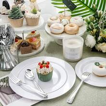 10/25/350/75/150pcs Silver Cutlery Set, High Quality Durable Kitchenware, Washable And Reusable, Minimalist And Elegant Design, Suitable For Parties, Weddings, Gatherings, Dinners, Balls, Beach Parties, Tea Parties, Festivals And New Occasions - Silver - View 10