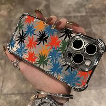 Funda de teléfono de moda con diseño de hoja moderno, compatible con los modelos 17, 17, 16, 15, 14, 13, 12, 11,, Pro,, X, XR, XS y 8 Plus.Cuenta con un tratamiento de superficie electrochapado de alta calidad, protección transparente a prueba de golpes y una apariencia elegante. - Colores mixtos - Ver 3
