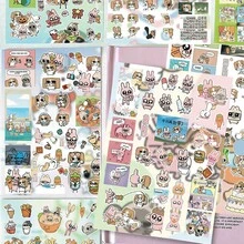 8入暹羅小狗可愛小貼紙，模切動物貼紙，療癒風，Ins風手帳素材，防水貼紙，適用於手機、平板、相機裝飾 - 彩色 - 查看 2