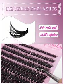 280pcs 60D Mix Cluster Eyelash, 0.05mm Thickness, D Curl, 8mm-16mm Mix Length, Natural Style Russian Flat Dense Fluffy Handmade Mink Eyelash Cluster For Halloween Theatrical Makeup, Festival Makeup, Christmas Makeup, Beginner Essentiallash Clusters,Eyelash Clusters,Individual Eyelashes,Lashes,Fake Lashes - D - View 3