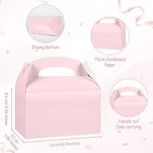 10pcs Portable Gift Boxes, Wedding Cake Boxes, Birthday Baby Shower Party Favor Boxes, Creative Candy Chocolate Paper Boxes - Pink - View 3