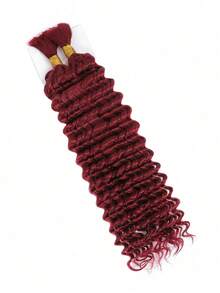 2pcs Braiding Hair Bulk No Weft Deep Wave Crochet Human Hair Solid Color 99J# Virgin Human Hair Extension Knotless Braids Hair Extensions - S99JA - View 2