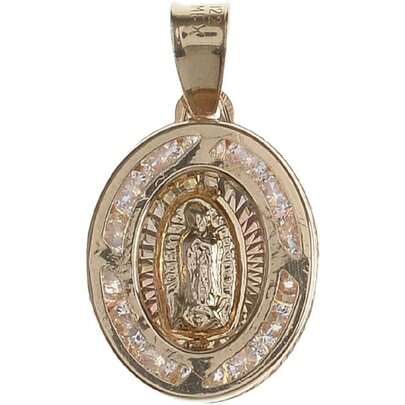 Medalla Circular Virgen de Guadalupe en Oro Amarillo 14K. Mide 1.4x.6x.2 cm Pesa .9gr.,36980726
