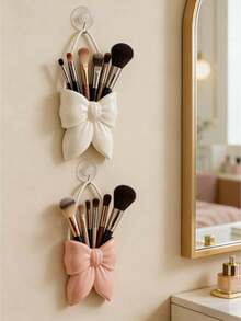 1pc Cute Bow-Shaped Pen Holder - Desktop Makeup Brush And Office Supply Organizer, Elegant Makeup Brush Storage, Suitable For Girls, Students And Women, Creative Decor Design For Holiday, Beach, Bathroom, Bedroom, Large Capacity - Multicolor - View 12