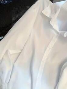 OrangeAC 女款復古時尚設計襯衫（無腰帶）四季適用 約會、派對、通勤、度假、派對必備 白色 - 白色 - 查看 5