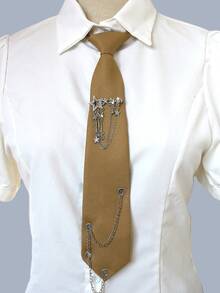 1pc Women's Tassel Chain Tie-Free Collar, Suitable For Casual, School, Street, And Daily Wear