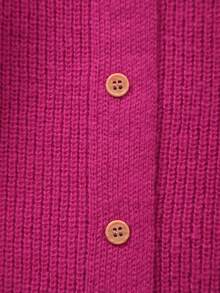 Infant Girls' Knitted Embroidered White Lace Collar Cardigan Sweater, Suitable For Casual Wear Or Outings - Hot Pink - View 4