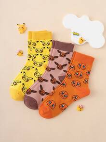 3 đôi tất nam in hình hoạt hình Pokemon Pikachu & Charizard nhiều màu sắc, chất liệu jacquard, dài đến bắp chân, unisex, thích hợp cho thể thao, mọi mùa, cỡ châu Âu và Mỹ, thoải mái, thoáng khí, bền, màu sắc tươi sáng, phù hợp cho mặc hàng ngày, chất liệu cao cấp, không gây bí bách. - Nhiều màu - Xem 3