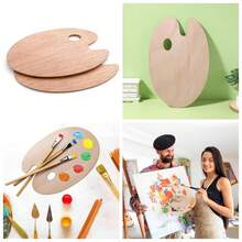 Palette Wooden Paint Palette, 2PCS Painting Palette Paint Tray Palettes For Acrylic Watercolor Oil Paint DIY Art Craft Painting - Beige - View 7
