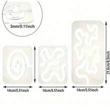 "Seamless Design" 3 Pieces Acrylic Quilting Templates Set - Transparent Free Motion Rulers For Domestic Sewing Machines - Transparent - View 6