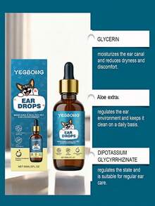 Pet Ear Care Drops - Gentle Cleansing And Nourishing Formula To Clean, Soothe And Deodorize Pet Ears. Suitable For Cats And Dogs. Helps Remove Earwax And Relieve Ear Irritation And Odor.