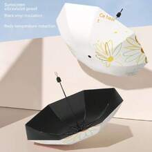 Meichoon - Paraguas de viaje con protección UV UPF 50+, portátil, compacto, 8 costillas, ligero, impermeable y resistente al viento, diseño de flores simple para mujeres para senderismo y mochilero,36986445 - Azul Marino - Ver 6