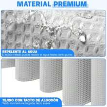 Cortina de Baño para Dunch 180 x 180 CM, Cortina para Baño de Tela Impermeable y Antimoho con 12 Ganchos, Cortina de Ducha de Tela ,Ojales de Metal, para Duchas de Baño y Bañeras ()(Gris) - Multicolor - Ver 6