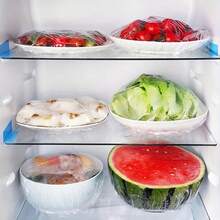 100/300pcs Disposable Cling Film Wrap, Elastic Fridge Food Saver Cover, Airtight Dust-Proof Seal For Leftover, Fruit, Bowl, Plate, Reusable Stretchable Food Storage Lid - White - View 7