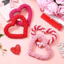 1 Set Heart-Shaped Valentine's Day Pet Toys, Popular Fashion, Dog Toys, Cat Toys, Chew & Tug Resistant, Festive Atmosphere, Must-Have Gift - Multicolor - View 1