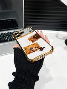 1 carcasă de telefon personalizată cu 2 fotografii, din TPU transparent electrolizat, anti-cădere, cu 4 colțuri, compatibilă cu Apple 17 Pro Max/16 Pro Max/15 Pro/14 Plus/13/12/11/XR/XS MAX și S25 Ultra/S24 Ultra/S23 Ultra/S22 Ultra/S21 Ultra/S21 Plus/S21 FE/S20 FE, la modă, colorată, drăguță, distractivă, minimalistă, model kawaii personalizată, unică, cadou ideal pentru iubit, prietenă.