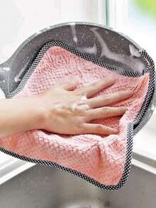 20pcs/Pack Hanging Dish Cloths, Coral Fleece Material Kitchen Cleaning Rags, Random Color, Non-Stick Oil Absorbent Double-Sided Thickened Dishcloths, Kitchen Cleaning Supplies