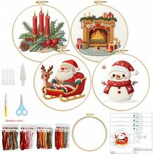 Christmas Embroidery Craft Kit - DIY Handmade Embroidery Supplies, Printed Pattern, Embroidery Floss, Needles, Complete Set For Christmas Tree Ornament, Christmas Gift - Multicolor - View 18