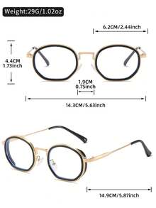 ZOVUJUMY Kính mắt ZOVULJUMY gọng oval đen vàng thanh lịch, tròng kính trong suốt, càng kính trang trí vàng, tròng kính màu xanh lam, phong cách cổ điển sang trọng, giúp khuôn mặt thon gọn, phù hợp cho việc đi làm và uống trà chiều. - Trong sáng - Xem 10