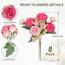 2/4/8/12 Packs Peonies Artificial Flowers, Mixed Pink Artificial Peonies, Silk Peonies Flowers Fake Peonies Artificial Flowers Peonies Bouquet For Centerpiece Table Wedding Party Home Decor - 彩色 - 查看 9