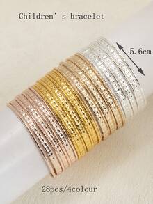 7件套金属独特设计浮雕花卉图案手镯套装 - 彩色 - 查看 10