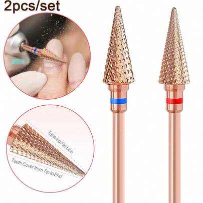 2pcs Nail Drill Bits For Acrylic Nails, 3/32" Shank Polish Manicure Nail Bits Tip Nail Drill Bits