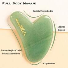 Kit de Rodillo de Jade y Gua Sha Masajeador Facial y Corporal Jade Roller VERDE - como en la foto - Ver 7