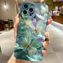 2026 nueva funda de teléfono esmerilada, funda de teléfono con diseño de patrón de mariposa y reflejo de agua para  17 15 Pro Max,  17 14 Pro,  17 13, funda de protección para teléfono  Galaxy S23 S22 S21, regalo de funda de pareja para novio y novia, presente de vacaciones - Azul Klein - Ver 2