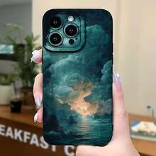 2026 nueva funda de teléfono esmerilada, funda de teléfono con impresión de paisaje de nubes, cielo, océano y atardecer para iPhone 17 14 13 12 11 Pro Max y  Galaxy S23 S22 S21 S20 S10 S9 S8 Plus, funda protectora para teléfono, regalo de pareja para novio y novia, regalo de San Valentín y cumpleaños - Negro - Ver 5