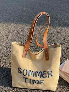 Túi đeo vai thời trang mới cho nữ đi làm, dung tích lớn, túi tote đa năng - Màu Khaki - Xem 6