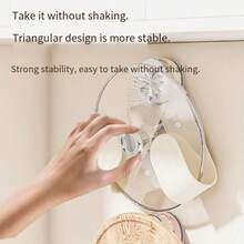 1Pc New Punch-Free Pink Rotating Pot Rack, Strong Suction Wall-Mounted Holder, Modern Minimalist Kitchen Organizer For Pans & Cutting Boards