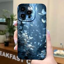 2026 nueva funda de teléfono esmerilada, funda de teléfono con patrón de mariposa azul para  17 15 Pro Max,  17 14 Pro,  17 13, funda de protección para teléfono  Galaxy S23 S22 S21, funda de pareja, regalo para novio, novia, día de San Valentín, regalo de cumpleaños - Negro - Ver 5