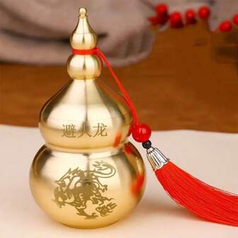 Feng Shui Mässingskalebassidekoration - Metallhängande Ornament, Lämplig för Hem, Bokhylla, Skrivbord - Kinesisk Skattstaty, Symboliserar Rikedom Och Hälsa - Ingen El Krävs