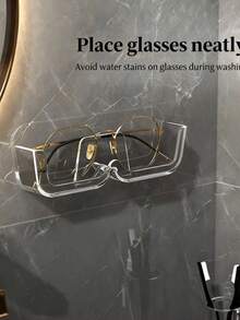 1PC Punch-Free Drilling-Free Wall-Mounted Glasses Storage Rack - Pressure-Resistant Sunglasses Display Rack, Jewelry Sundries Storage Organizer For Prescription Glasses/Sunglasses, Suitable For Bedroom Bathroom Bedside Dressing Table, Christmas Decorations & Christmas Gifts - 無色 - 查看 8