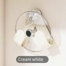 1Pc New Punch-Free Pink Rotating Pot Rack, Strong Suction Wall-Mounted Holder, Modern Minimalist Kitchen Organizer For Pans & Cutting Boards