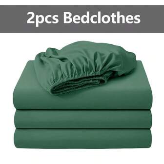 2pcs Solid Color Brushed Fitted Sheet, Soft & Breathable Bedding, Suitable For Bedroom, Guest Room, Machine Washable, Durable, Wrinkle-Resistant, Deep Pocket Fits All Mattress Sizes Twin/Full/Queen/King, 11 Elegant Colors, Easy To Clean Fitted Sheet, Ideal For Home And Hotel Use, Great Christmas Gift
