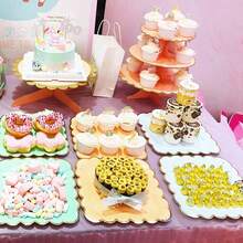 Metallic Edged Cupcake Stand, Multi-Tier Dessert Display Rack, Cupcake Holder For Wedding, Birthday Party, Dessert Table - Multicolor - View 9