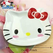 1pc Sanrio Hello Kitty Porcelain Serving Tray, Oval Polished White Plate With Red Bow Decor, Multifunctional Jewelry Holder Dish, Ideal For Holidays And Gifts, Especially Christmas And Thanksgiving, Made Of Shatterproof Material, Also Can Be Used As A Coffee Or Afternoon Tea Tray - Multicolor - View 9