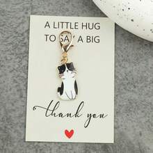 1件/9件套可爱猫咪钥匙扣套装，附赠感谢卡，便携式口袋猫咪礼物，是送给老师、家人、朋友、生日、派对的理想之选，猫咪主题配饰，可用作包包挂饰或车钥匙扣，动物主题纪念品 - 彩色 - 查看 10