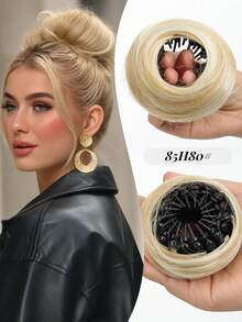 Synthetic Hair Bun With Circle Elastic Clips Straight Donut Updo Hair Wig Bird's Nest Shaped Retractable Hairpieces 4 Inch Stretchable Elegant Women's Magic Bun Maker High Temperature Fiber Suitable For All Hair Types Firm Fit Design Easily Create Stylish Black Bun Maker - Multicolor - View 20