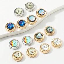 Clock Dial Pattern Button Cover , Fashionable Shirt Cufflinks, Collar Buttons, Brooch Buttons, Turtle Buttons, Sleeve Buttons, Clip Buttons, Ins Cufflinks Shirt Decoration, Fashionable And Versatile, Excellent Holiday Gifts, Deeply Loved By European And American Friends, Multiple Colors To Choose From 1PC - Nhiều màu - Xem 5