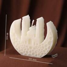 阿拉伯建筑蜡烛 - 城堡与新月设计，现货供应，玫瑰香氛大豆蜡雕塑，斋月礼物，家居及桌面装饰，瑜伽冥想中心摆件，营造伊斯兰节日氛围 - 彩色 - 查看 15