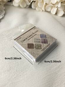 50PCS/1Book Coarse Linen Texture Paper Set - Vintage Plaid Fabric Pattern Background Material Paper Sticker For Scrapbooking Journal Collage - Multicolor - View 6