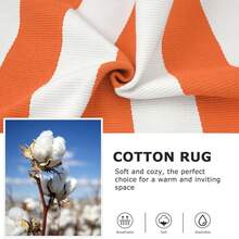 IOHOUZE Fall Door Mat 27.5inch X 43inch Orange White Striped Area Rug Washable Front Porch Rug Striped Door Mat Outside Entrance Entryway Doormat For Fall, Halloween, Than1ks 1giving Porch Decor,One-Size,OrangeWhiteStripe24inchx38inchRectangular - 橙白條紋 24吋x38吋長方形 - 查看 7